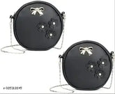 Leather quilted sling bag combo pack, black & white, perfect for women's casual office style